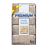 Nabisco Premium original saltine crackers topped with sea salt, 8-fresh stacks, about 16 crackers in each stack Full-Size Picture